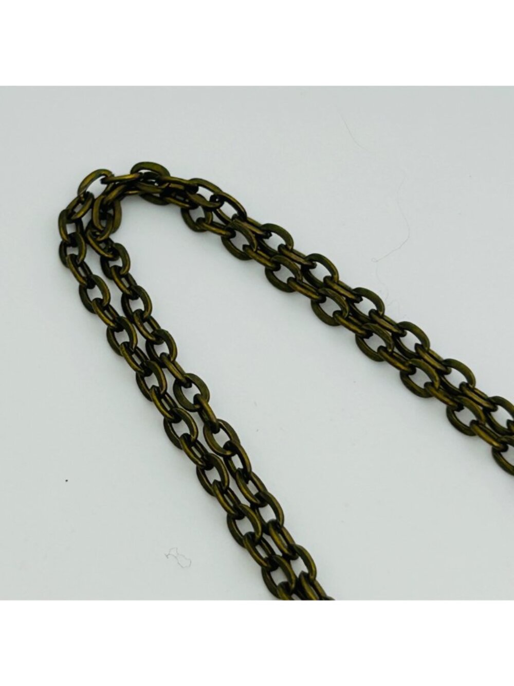 Modernist Bronze Color Jasper Agate Pendant Necklace Chain Oval Bohemian Gothic - Picture 5 of 10